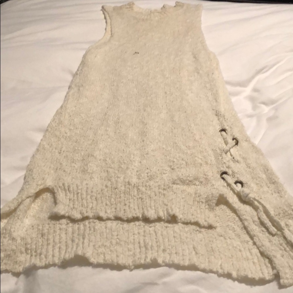 Cream sleeveless knit sweater